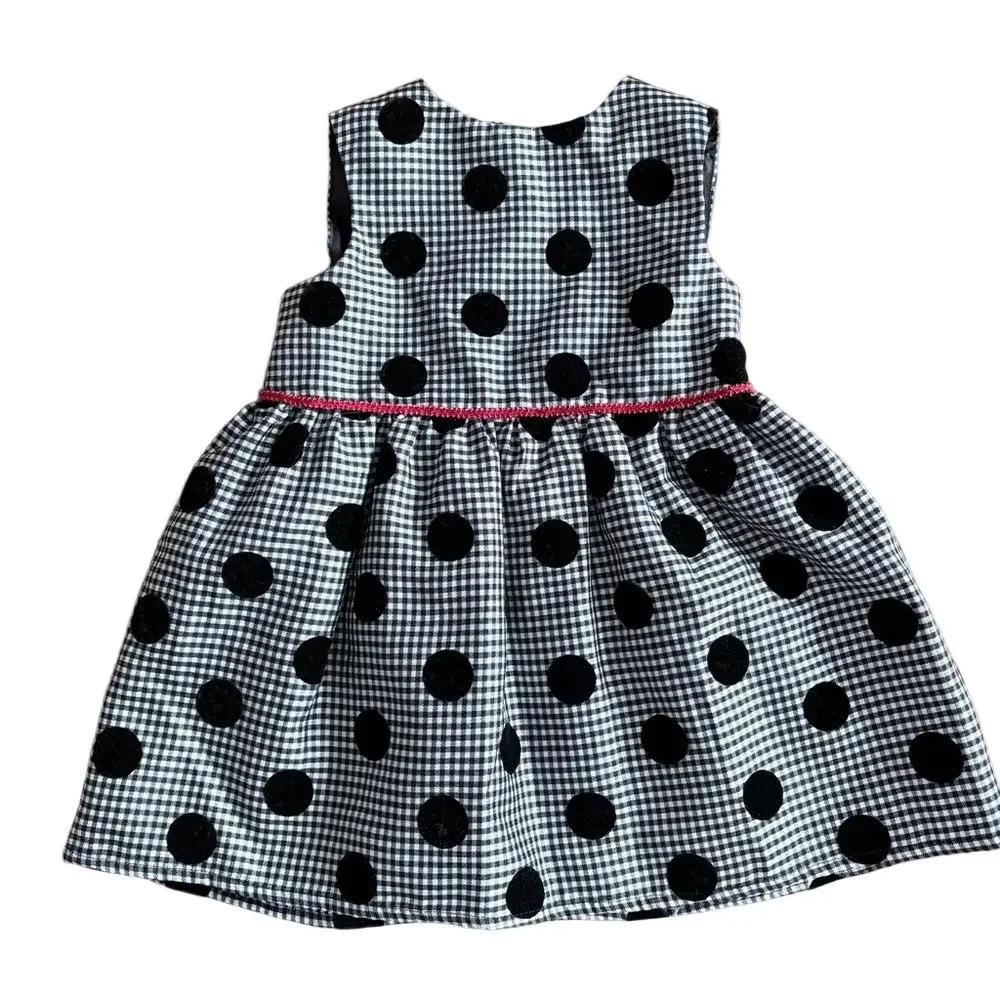 Modern/Y2K Kids Girls Baby Black White Red Sleeveless Polka Dot Dress Size 18M
